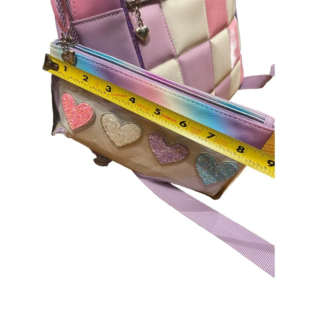 Miss Gwen's‎ OMG pink/purple Checkboard backpack with Heart pencil pouch